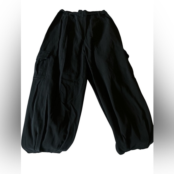 Pretty Little Thing Black Baggy Low Rise 90's Cargo Trouser Pants US 2 Office - Picture 9 of 15